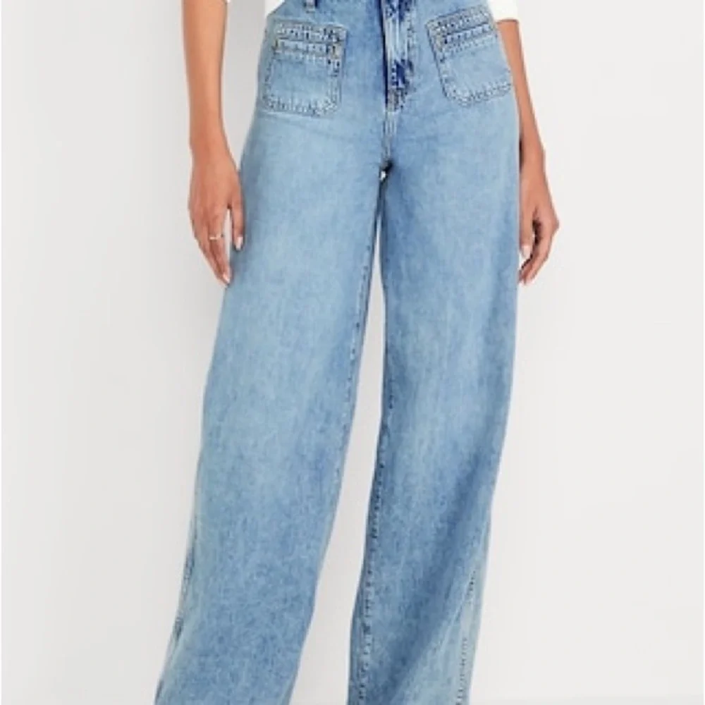 High rise very wide leg great butt denim perfect fit no stretch, front pockets - Picture 2 of 4